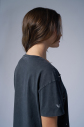 Kadın Antrasit Yıkamalı Washed Taşlı Oversize Tişört | 3912 - 7