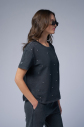 Kadın Antrasit Yıkamalı Washed Taşlı Oversize Tişört | 3912 - 5