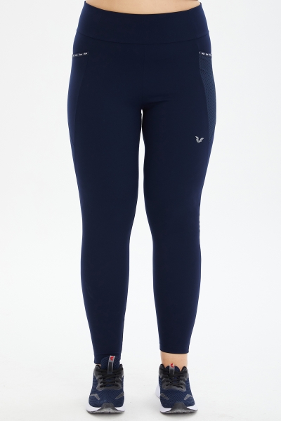 Kadın Lacivert Yüksek Bel Cepli Esnek ve Toparlayıcı Cepli Sporcu Taytı | 0739 - BİLCEE (1)