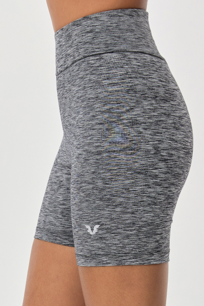 Kadın Siyah Melanj Yüksek Bel Diz Üstü Sporcu Biker Tayt | 9711 - BİLCEE (1)