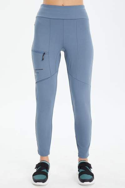 Kadın Mavi Yüksek Bel Likralı Parçalı Outdoor Tayt Pantolon | 0674 - BİLCEE (1)