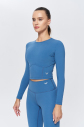 Kadın Mavi Yumuşak Fırçalı Sporcu Crop Body | 9844 - 3