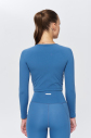 Kadın Mavi Yumuşak Fırçalı Sporcu Crop Body | 9844 - 8