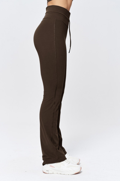 Kadın Kahve Yüksek Bel Flare Yumuşak Dokulu Tayt Pantolon | 9909 - BİLCEE (1)