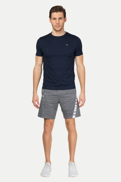 Erkek Lacivert Bisiklet Yaka Kısa Kollu Antrenman Fitness Spor Tişört | 1332 - BİLCEE (1)