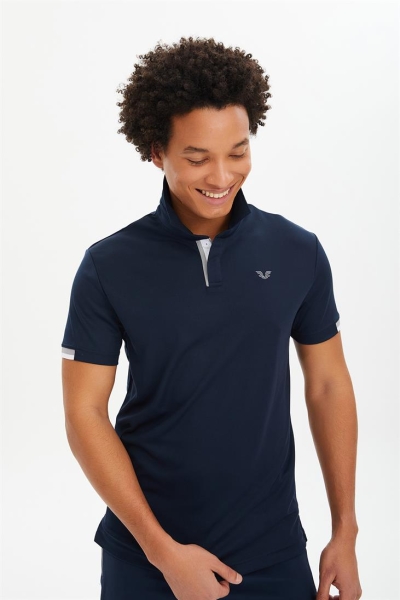 Erkek Lacivert Hızlı Kuruyan Hafif Antrenman Polo Yakalı Tişört | 0508 - BİLCEE
