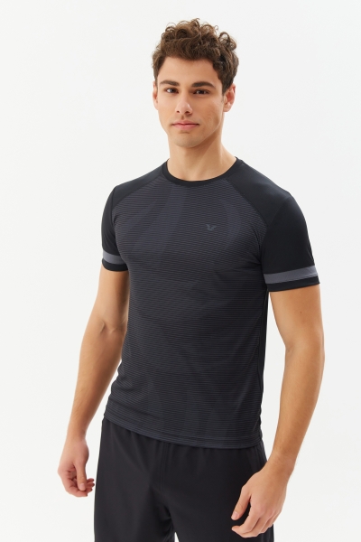 Erkek Siyah İnce Kumaş Hızlı Kuruyan Fitness Antrenman Sporcu Tişört | 9668 - BİLCEE