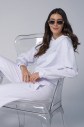Kadın Beyaz Taş Baskılı Sweatshırt Pantolon Takım | 4043 - 1