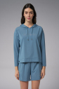 Kadın Mavi İnce Hafif İnce Kumaşlı Sweatshirt | 4168 - 1