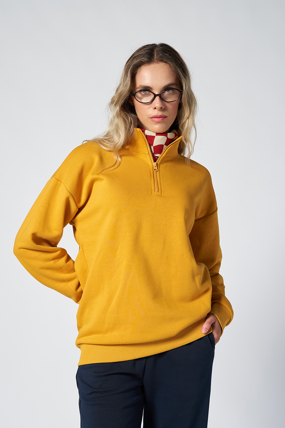 Peak Erkek Koyu SarıOversize Fermuarlı Yaka Sweatshirt 7021 Fiyatı