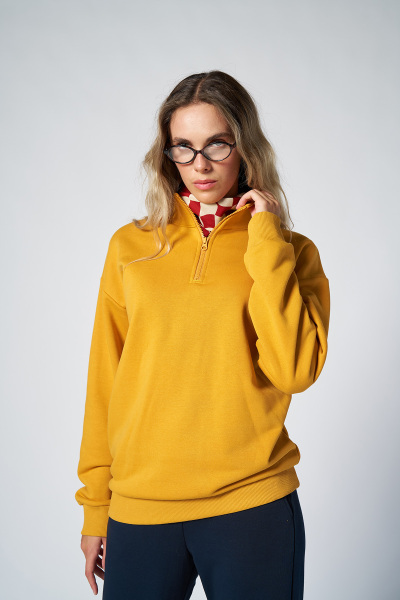 SPECIAL GUEST® イエロー フード付きスウェット　25-26 Peak Erkek Koyu SarıOversize Fermuarlı Yaka Sweatshirt 7021 Fiyatı