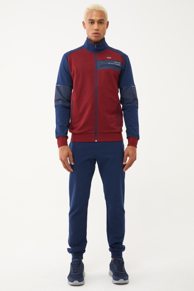 Quicktime Erkek Bordo Cepli Dar Paça Dik Yaka Eşofman Takım | 7010 - QUICKTIME