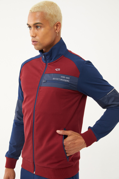 Quicktime Erkek Bordo Cepli Dar Paça Dik Yaka Eşofman Takım | 7010 - QUICKTIME (1)